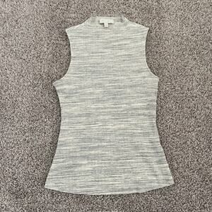 Eri + Ali Anthropologie Cream Gray Heather Ribbed Tank Top Stretch Women's Small